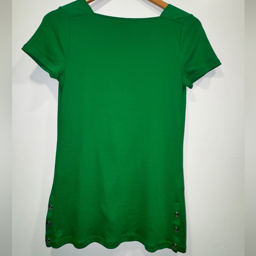 Lauren Ralph Lauren Green Classic Short Sleeve Blouse Button Detail Size M
